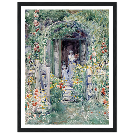 The Garden in Its Glory (1892) Art Print | Childe Hassam - Framed Poster - 30x40 cm / 12x16″ - Black frame