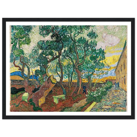The Garden of Saint-Paul Hospital (1889) Art Print | Vincent van Gogh - Framed Poster - 30x40 cm / 12x16″ - Black frame