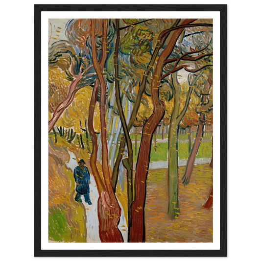The garden of Saint Paul’s Hospital (`The fall of the leaves’) Art Print | Vincent van Gogh - Framed Poster - 30x40 cm / 12x16″ - Black frame