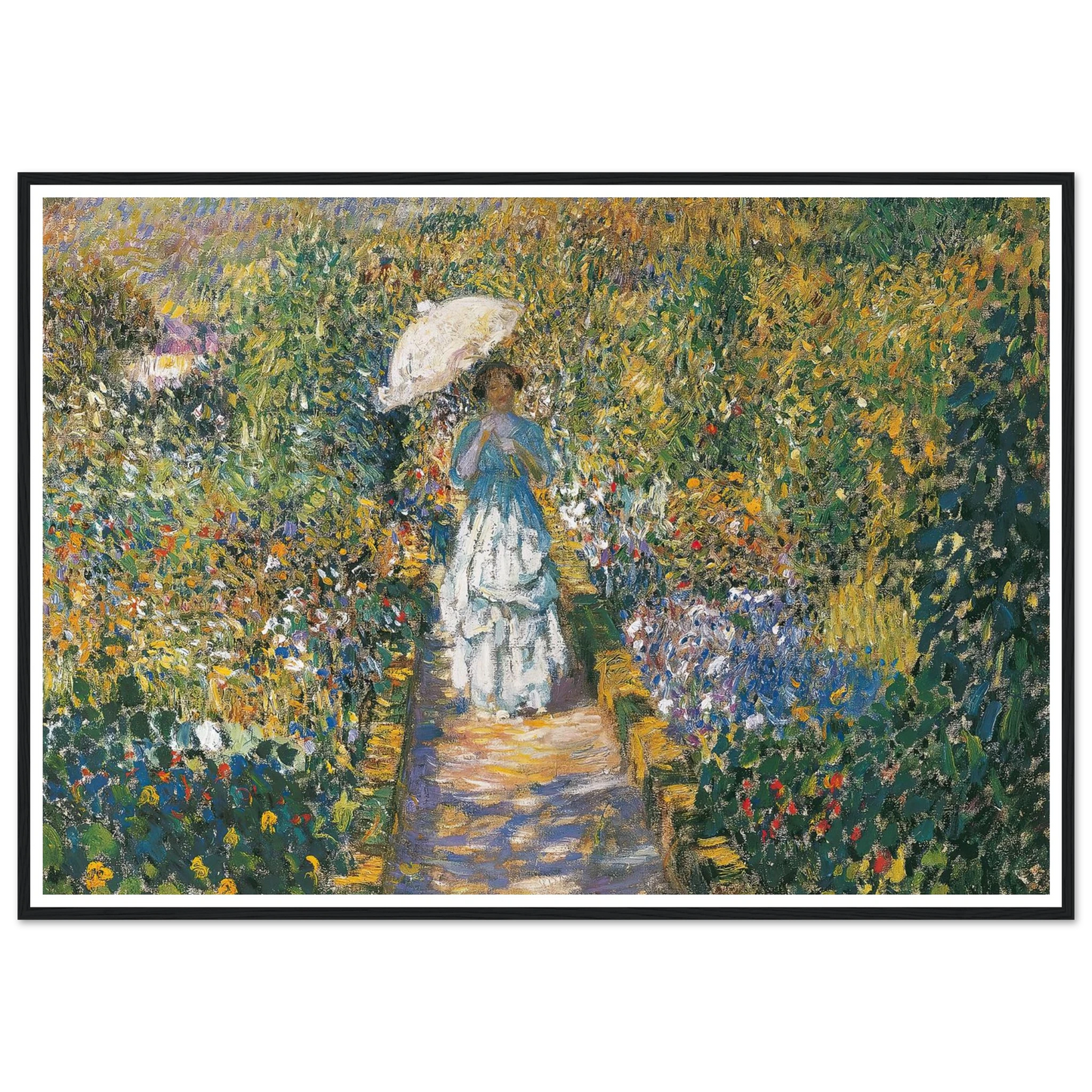 The Garden path Art Print | Frederick Carl Frieseke - Framed Poster - 30x40 cm / 12x16″ - Black frame