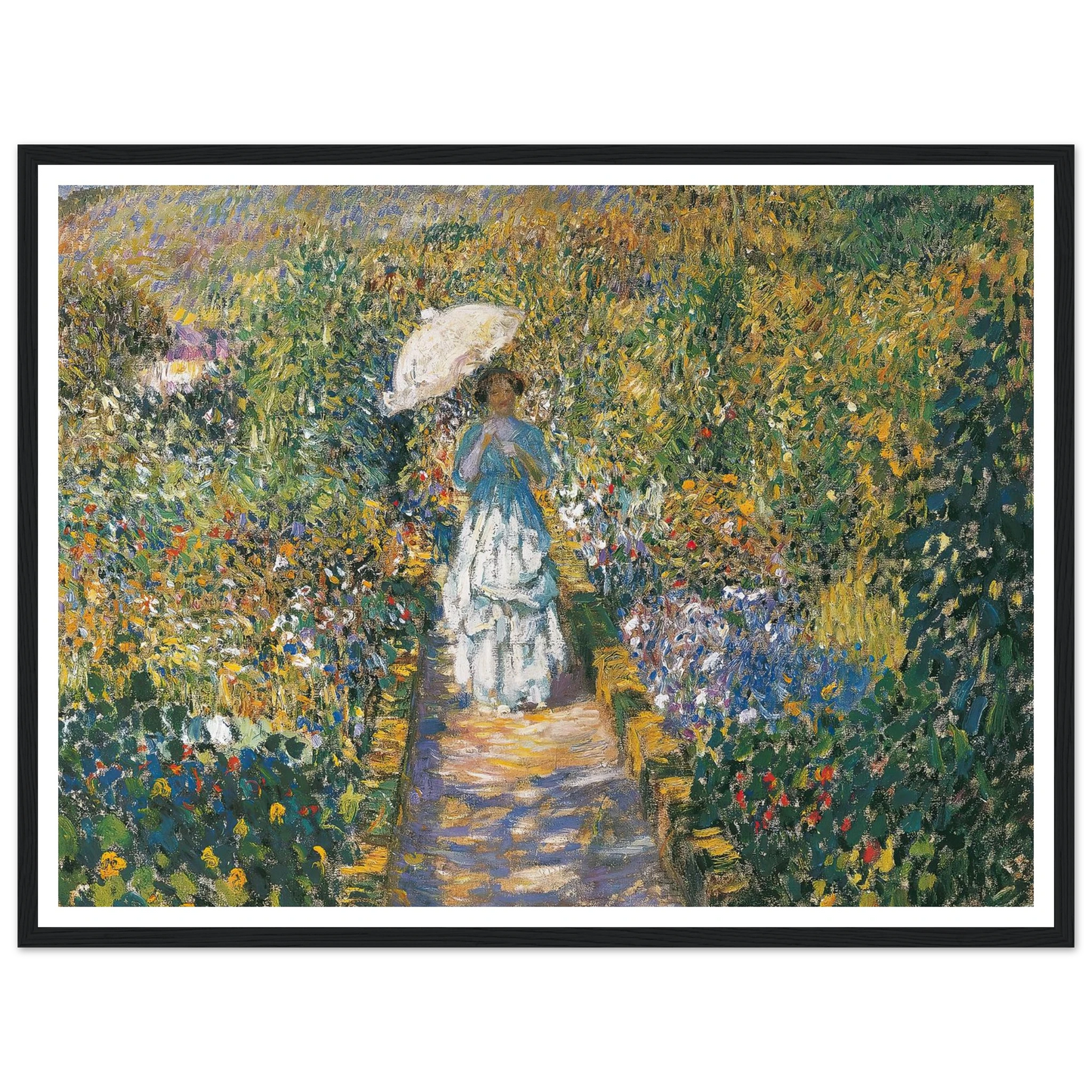 The Garden path Art Print | Frederick Carl Frieseke - Framed Poster - 30x40 cm / 12x16″ - Black frame