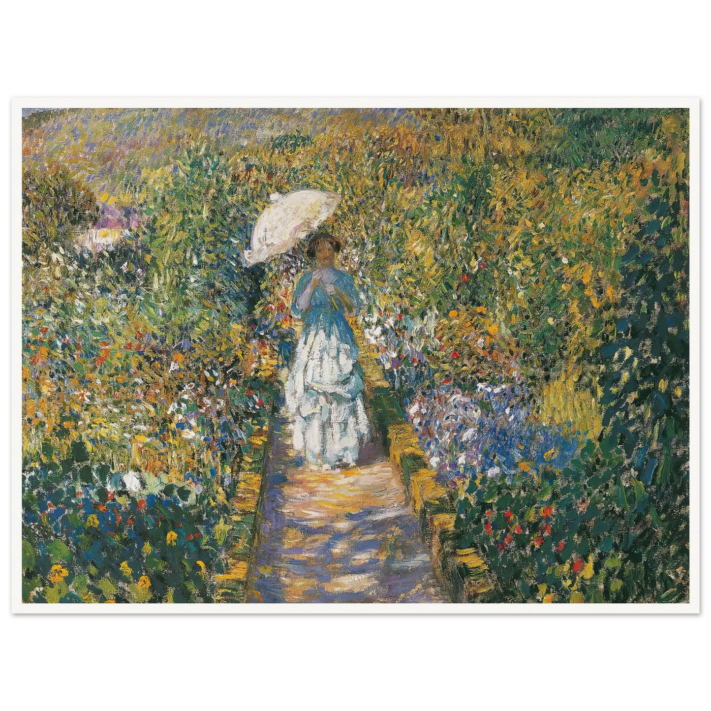 The Garden path Art Print | Frederick Carl Frieseke - Framed Poster - 30x40 cm / 12x16″ - Black frame