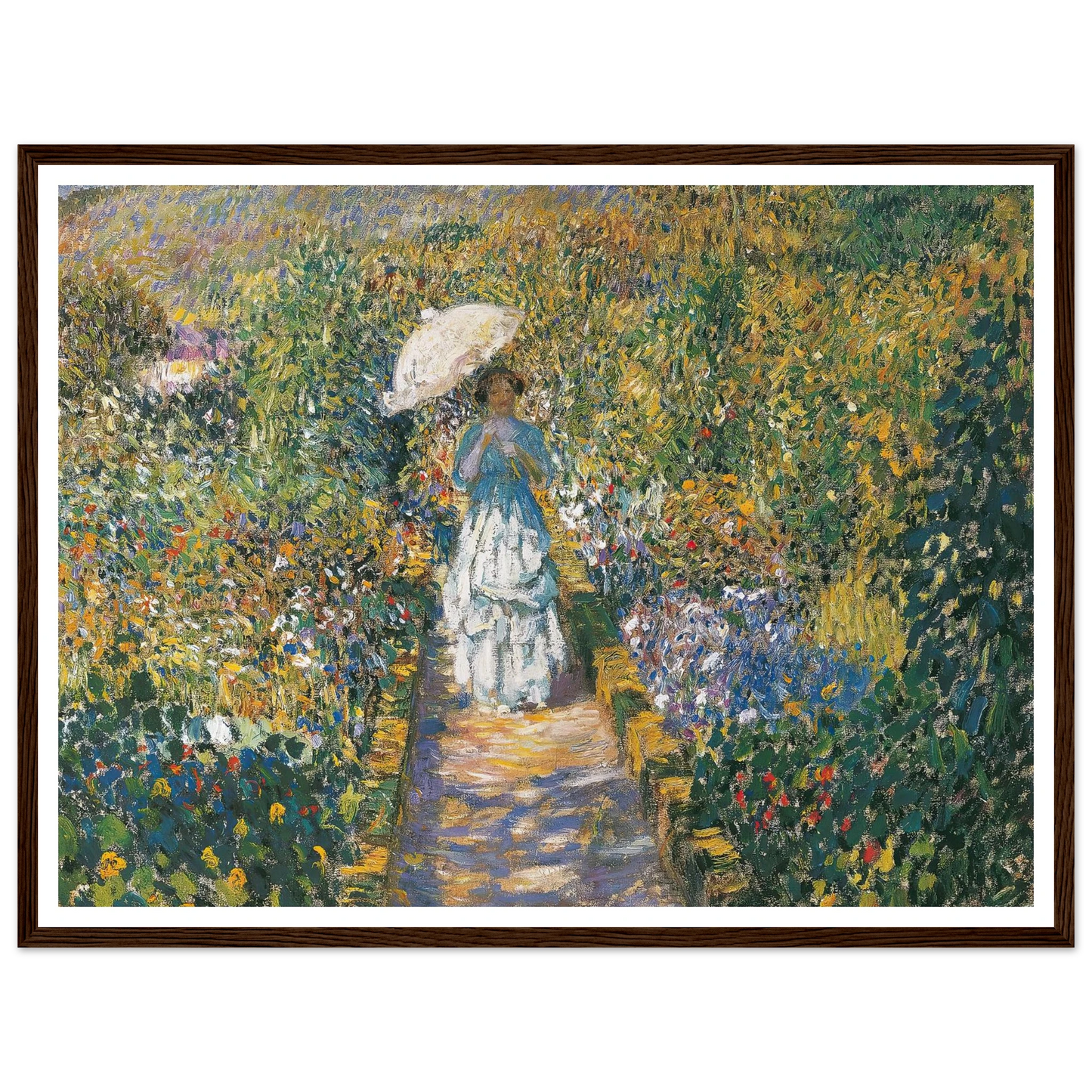 The Garden path Art Print | Frederick Carl Frieseke - Framed Poster - 30x40 cm / 12x16″ - Black frame