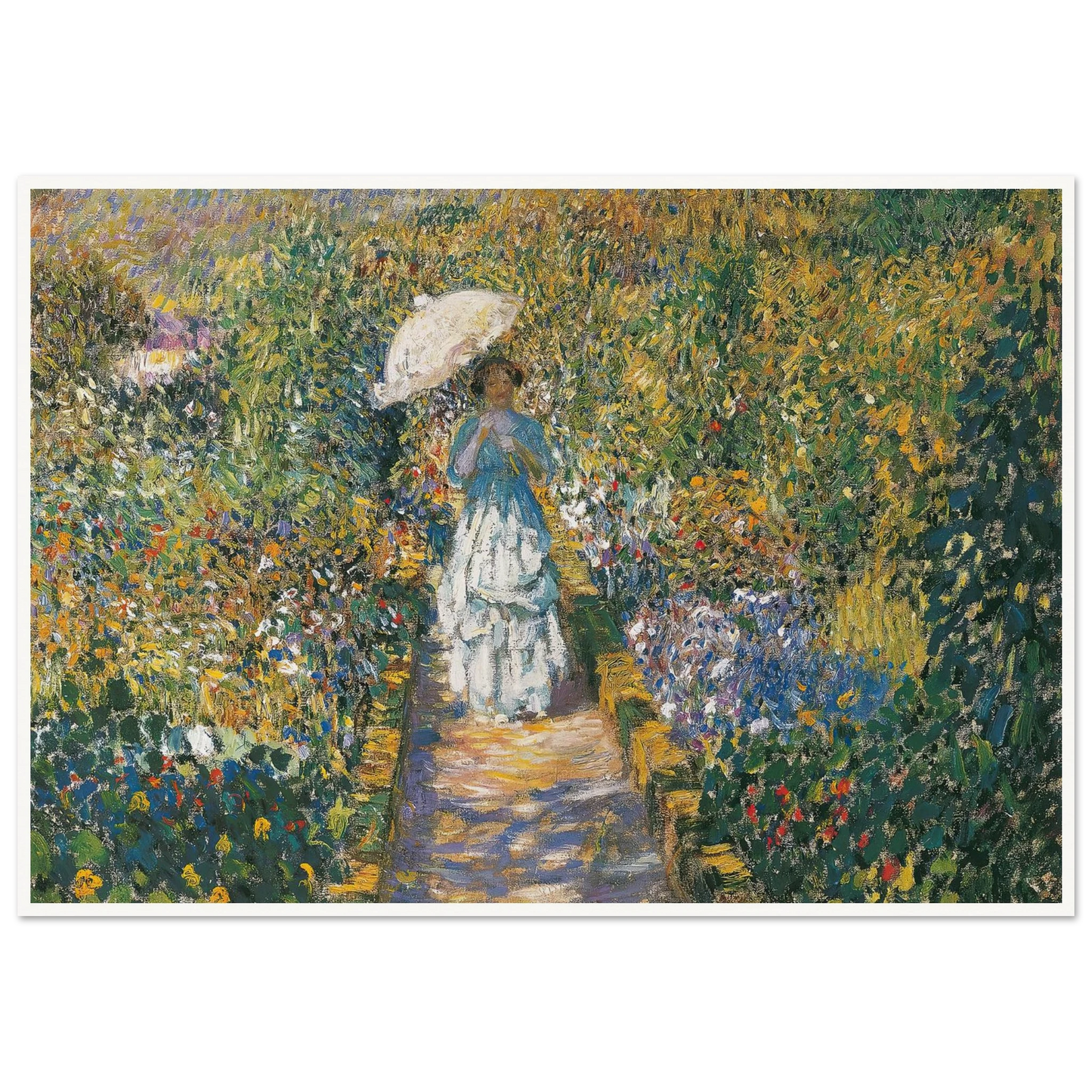 The Garden path Art Print | Frederick Carl Frieseke - Framed Poster - 30x40 cm / 12x16″ - Black frame