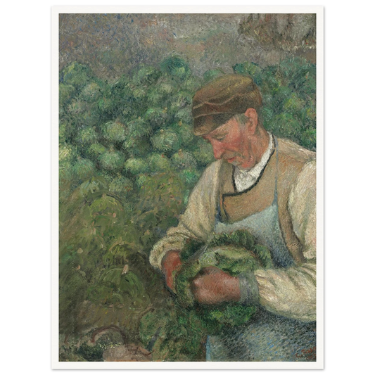The Gardener – Old Peasant with Cabbage (1883-1895) Art Print | Camille Pissarro - Framed Poster - 30x40 cm / 12x16″ - Black frame