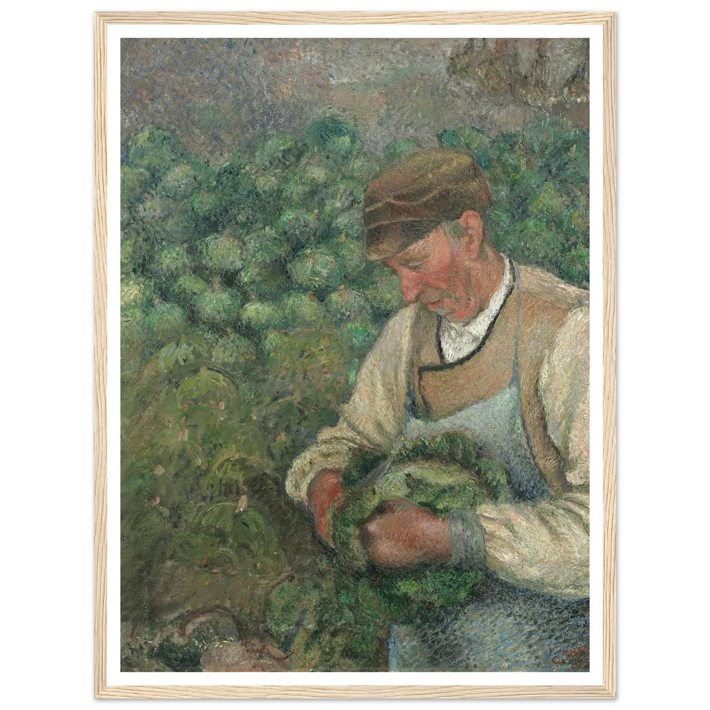 The Gardener – Old Peasant with Cabbage (1883-1895) Art Print | Camille Pissarro - Framed Poster - 30x40 cm / 12x16″ - Black frame