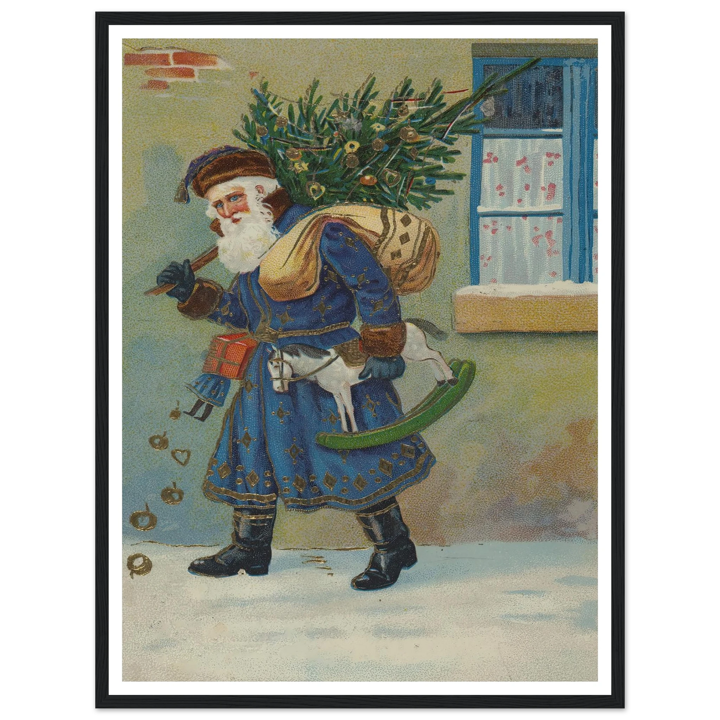 The Gnome's Festive Burden - Framed Poster - 30x40 cm / 12x16″ - Black frame