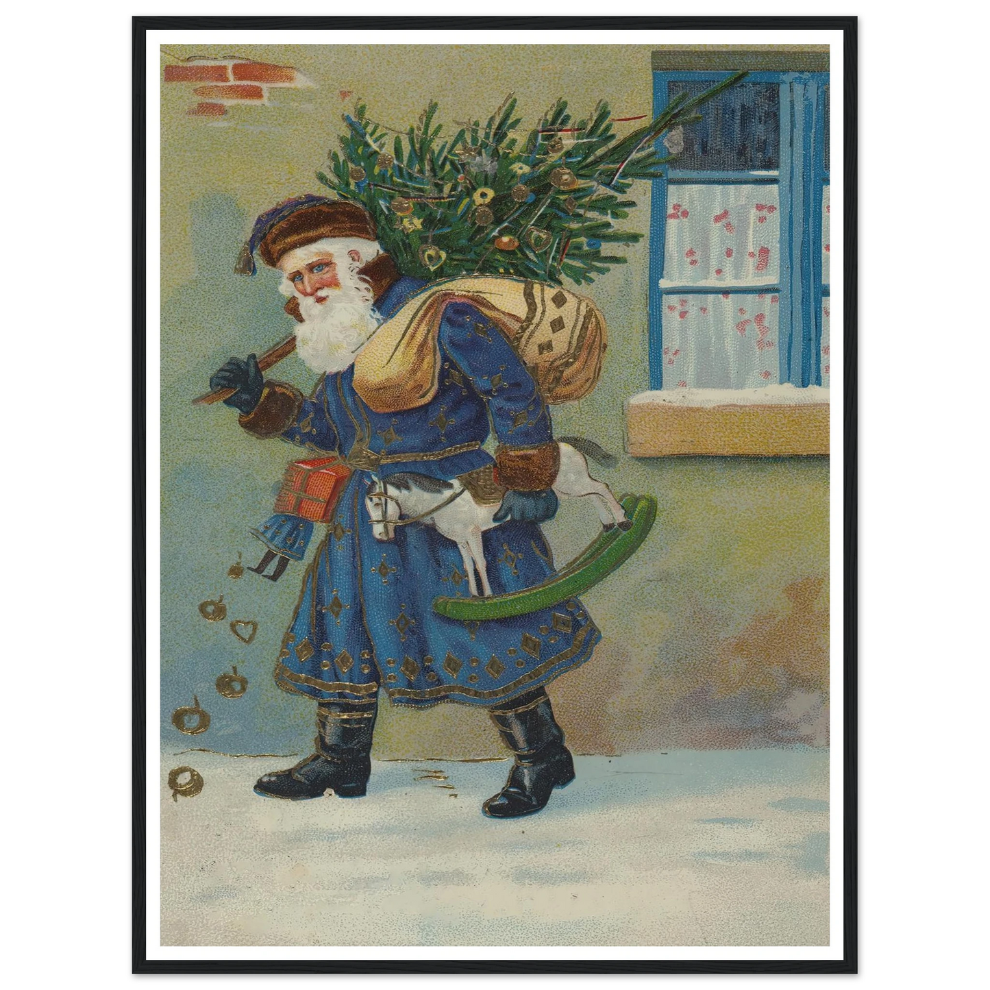 The Gnome's Festive Burden - Framed Poster - 30x40 cm / 12x16″ - Black frame