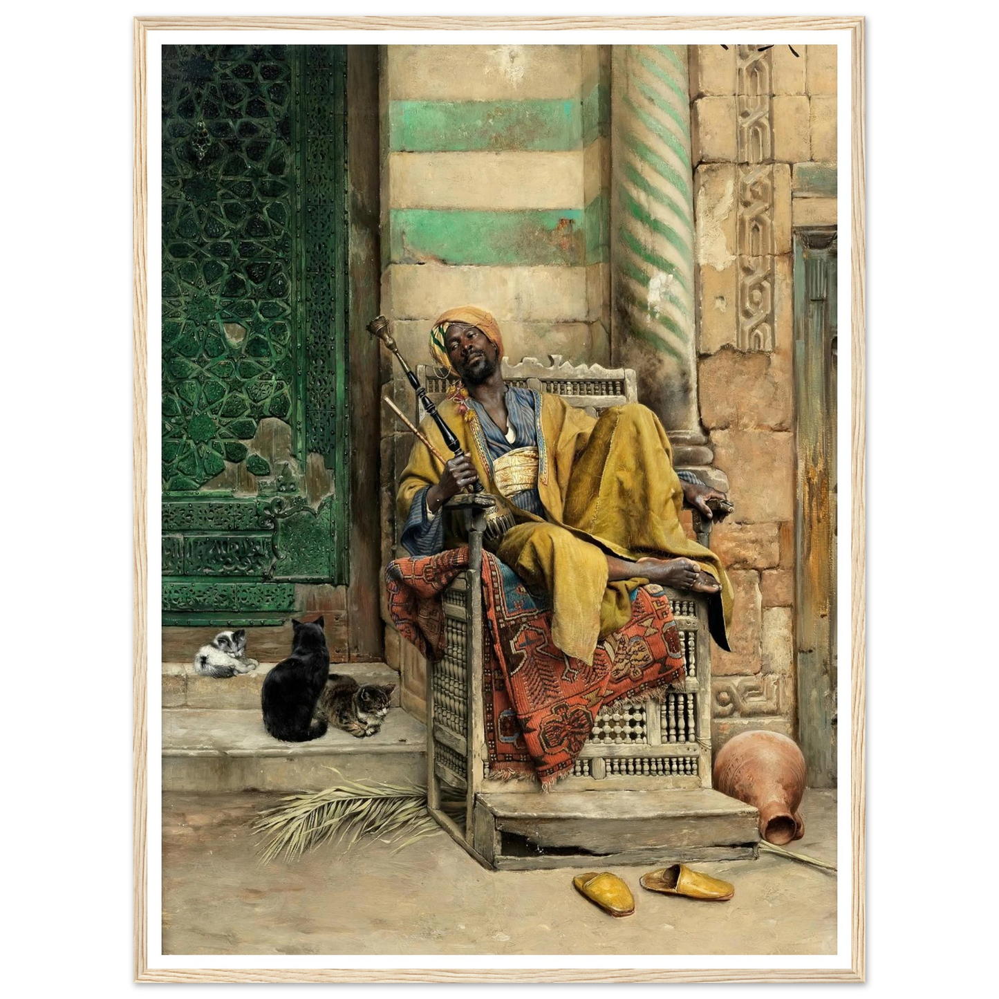 The Goza Smoker (1884) Art Print | Ludwig Deutsch - Framed Poster - 30x40 cm / 12x16″ - Black frame