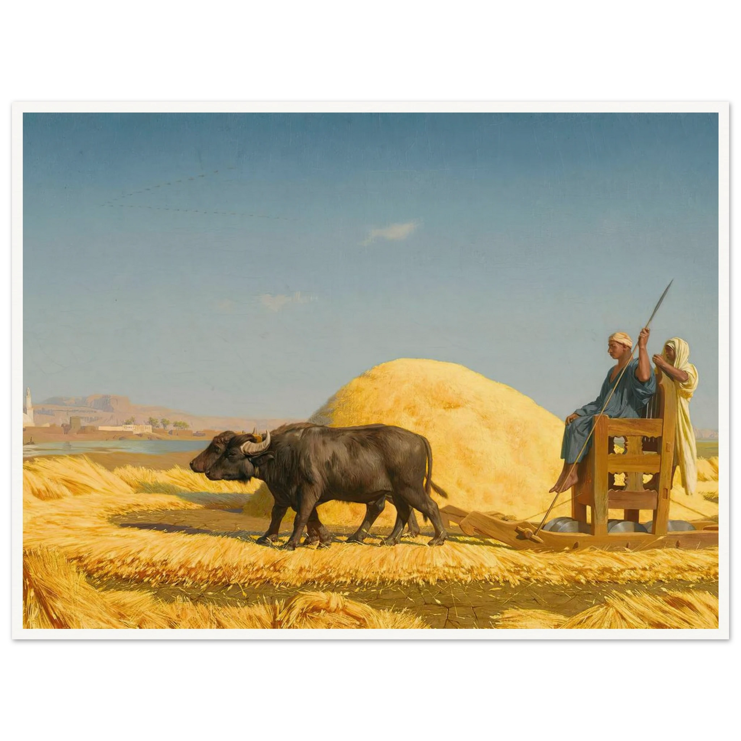 The Grain Threshers, Egypt (1859) Art Print | Jean Leon Gerome - Framed Poster - 30x40 cm / 12x16″ - Black frame
