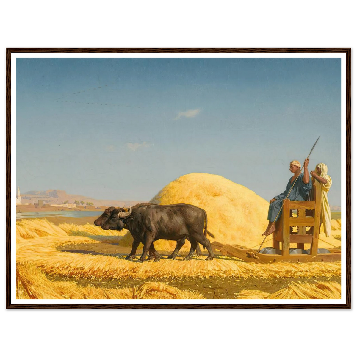 The Grain Threshers, Egypt (1859) Art Print | Jean Leon Gerome - Framed Poster - 30x40 cm / 12x16″ - Black frame
