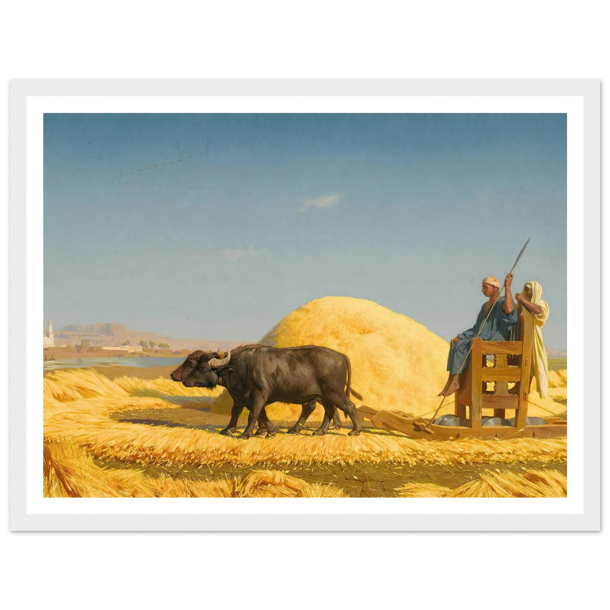 The Grain Threshers, Egypt (1859) Art Print | Jean Leon Gerome - Framed Poster - 30x40 cm / 12x16″ - Black frame