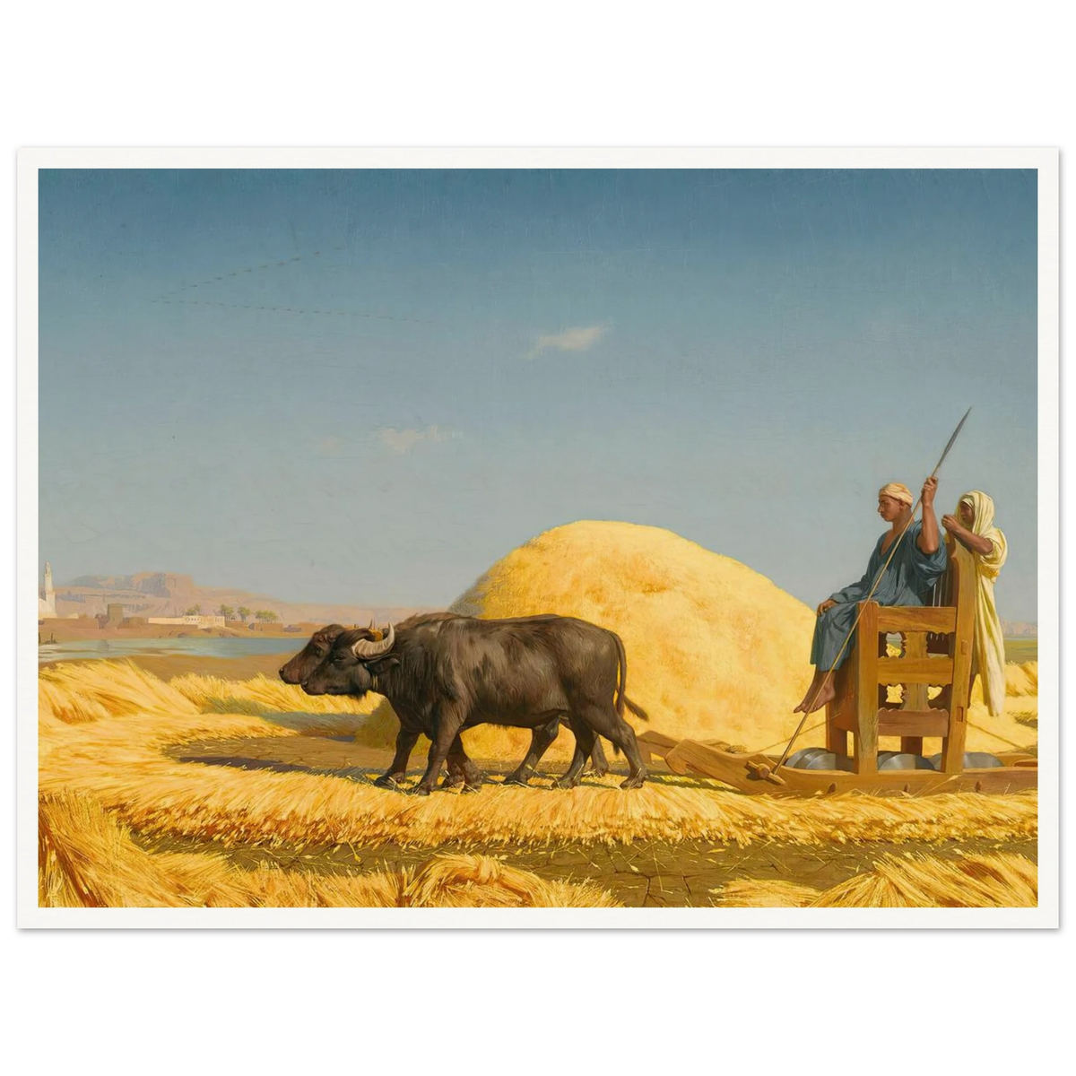 The Grain Threshers, Egypt (1859) Art Print | Jean Leon Gerome - Framed Poster - 30x40 cm / 12x16″ - Black frame
