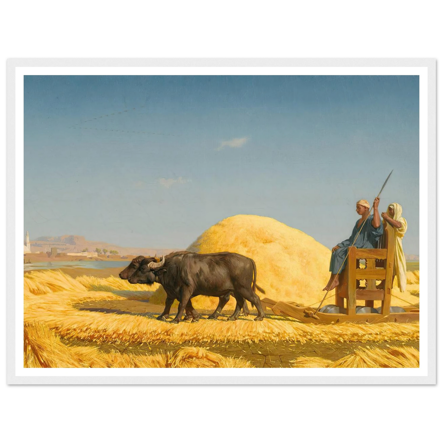 The Grain Threshers, Egypt (1859) Art Print | Jean Leon Gerome - Framed Poster - 30x40 cm / 12x16″ - Black frame