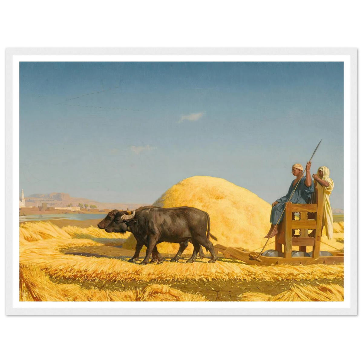 The Grain Threshers, Egypt (1859) Art Print | Jean Leon Gerome - Framed Poster - 30x40 cm / 12x16″ - Black frame