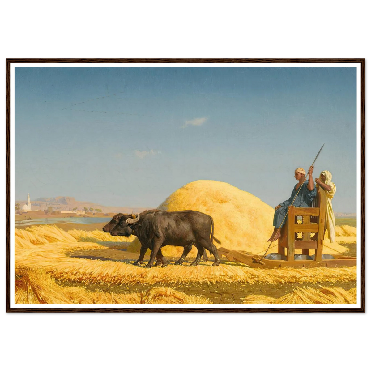 The Grain Threshers, Egypt (1859) Art Print | Jean Leon Gerome - Framed Poster - 30x40 cm / 12x16″ - Black frame