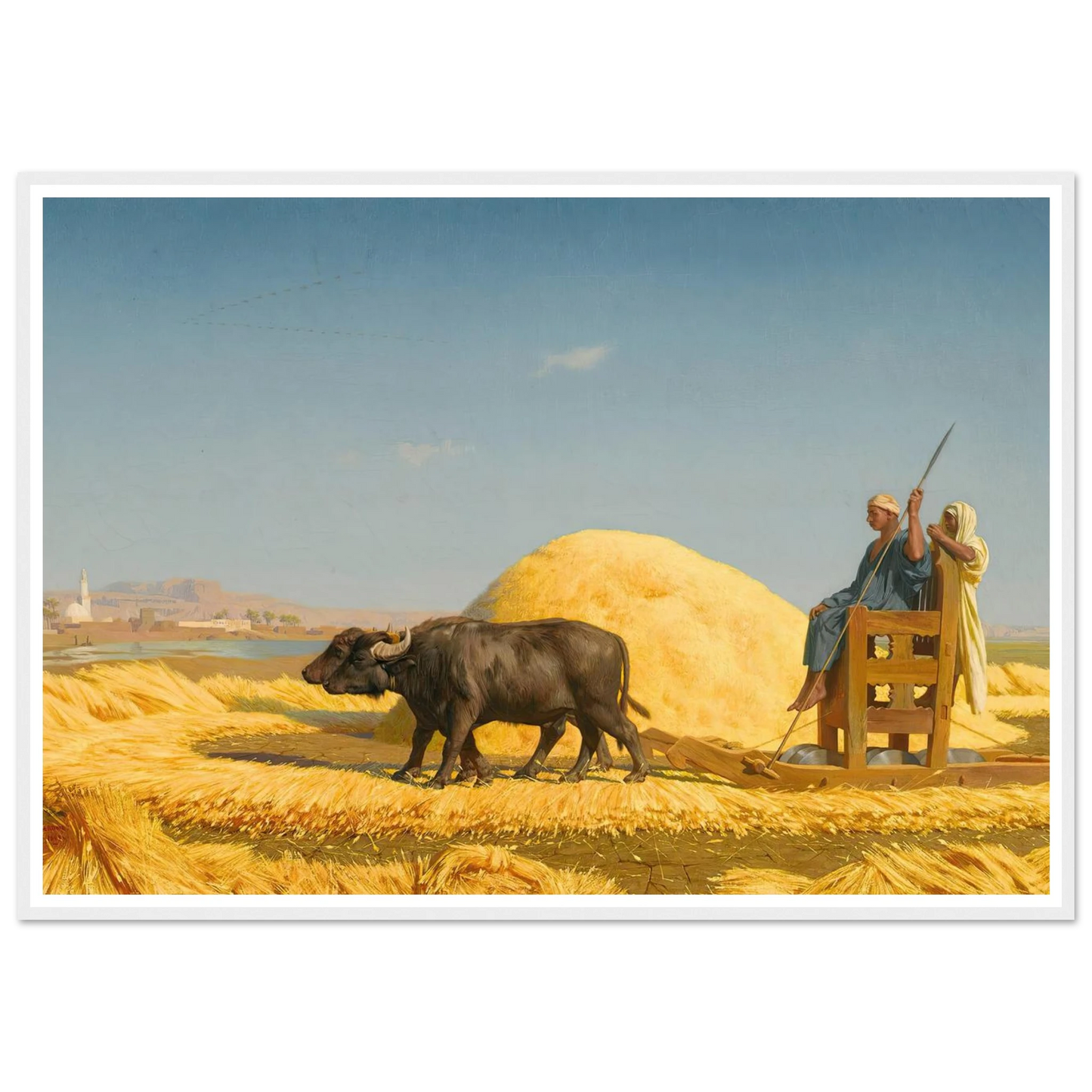 The Grain Threshers, Egypt (1859) Art Print | Jean Leon Gerome - Framed Poster - 30x40 cm / 12x16″ - Black frame