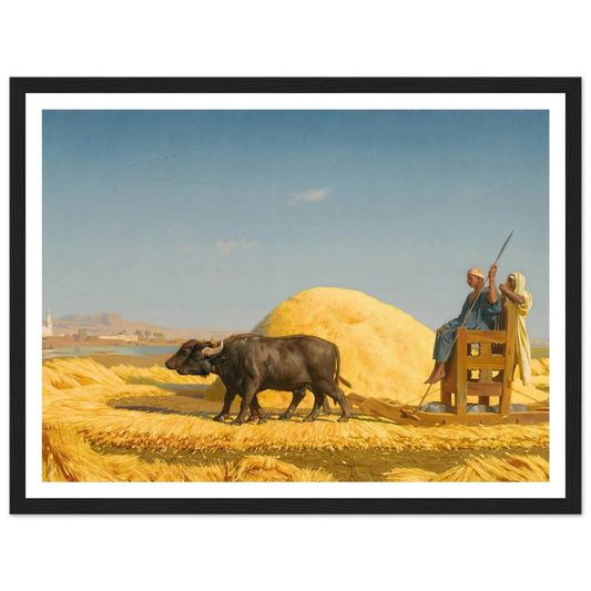 The Grain Threshers, Egypt (1859) Art Print | Jean Leon Gerome - Framed Poster - 30x40 cm / 12x16″ - Black frame