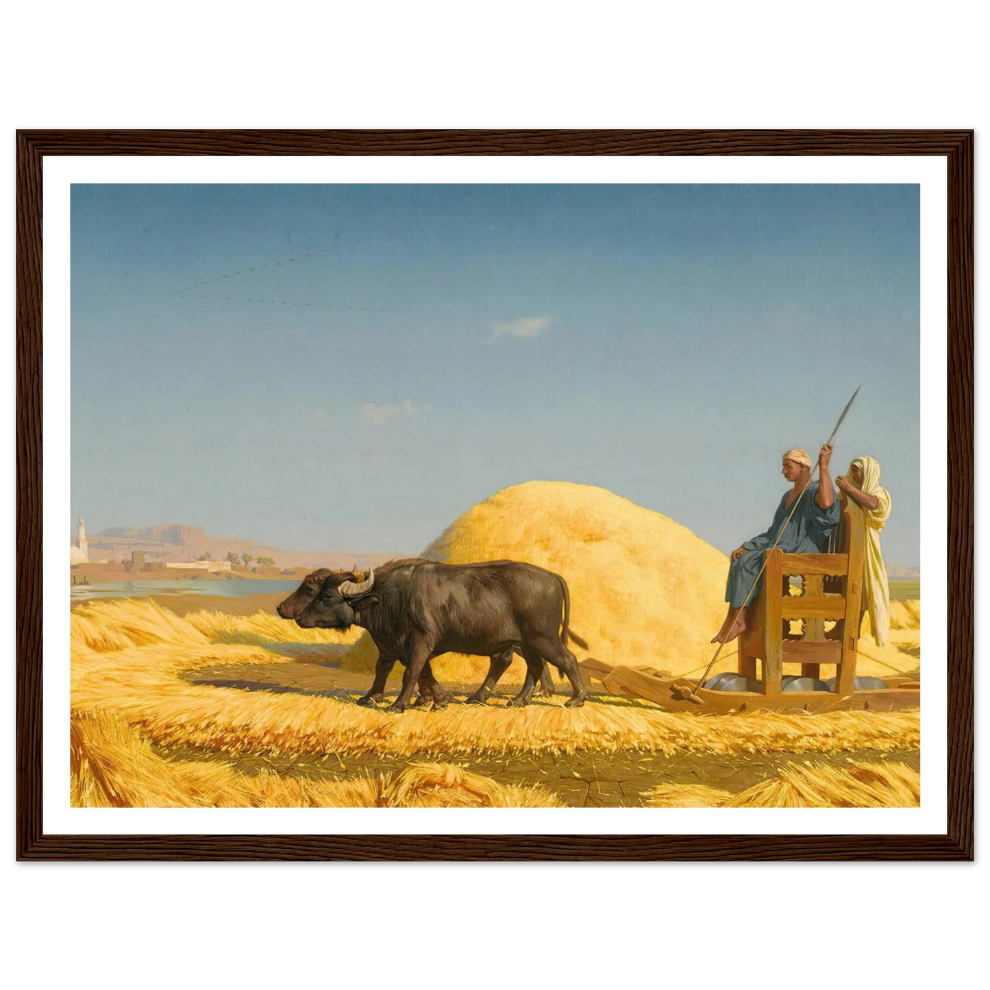 The Grain Threshers, Egypt (1859) Art Print | Jean Leon Gerome - Framed Poster - 30x40 cm / 12x16″ - Black frame