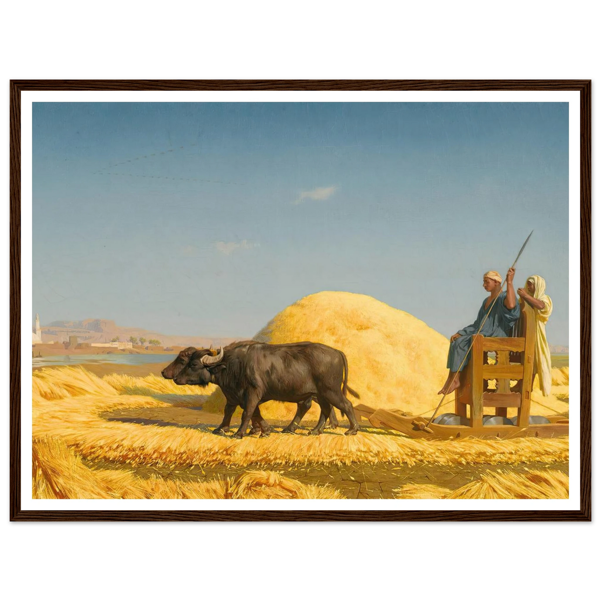 The Grain Threshers, Egypt (1859) Art Print | Jean Leon Gerome - Framed Poster - 30x40 cm / 12x16″ - Black frame