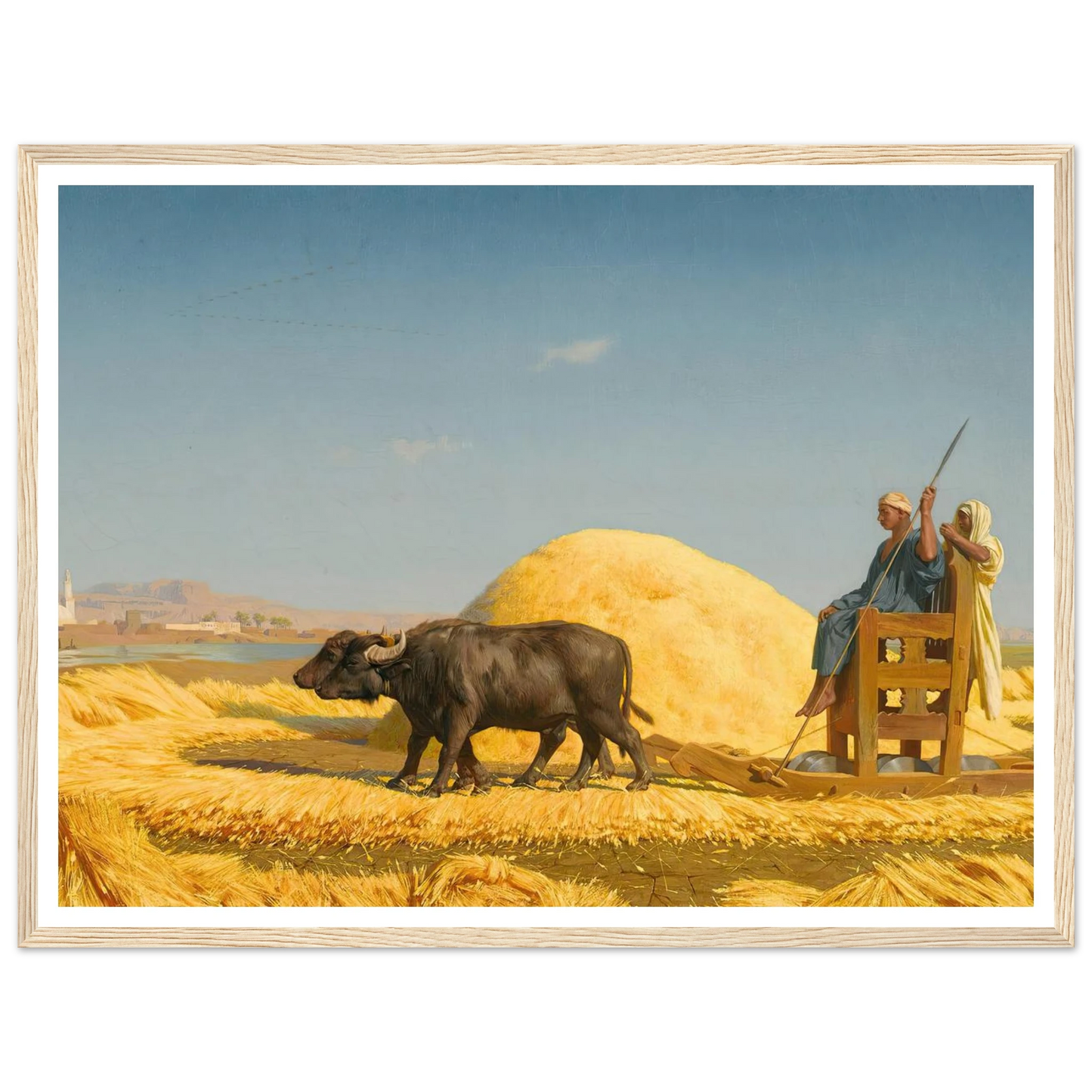 The Grain Threshers, Egypt (1859) Art Print | Jean Leon Gerome - Framed Poster - 30x40 cm / 12x16″ - Black frame