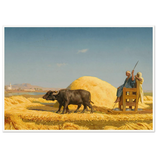 The Grain Threshers, Egypt (1859) Art Print | Jean Leon Gerome - Framed Poster - 30x40 cm / 12x16″ - Black frame