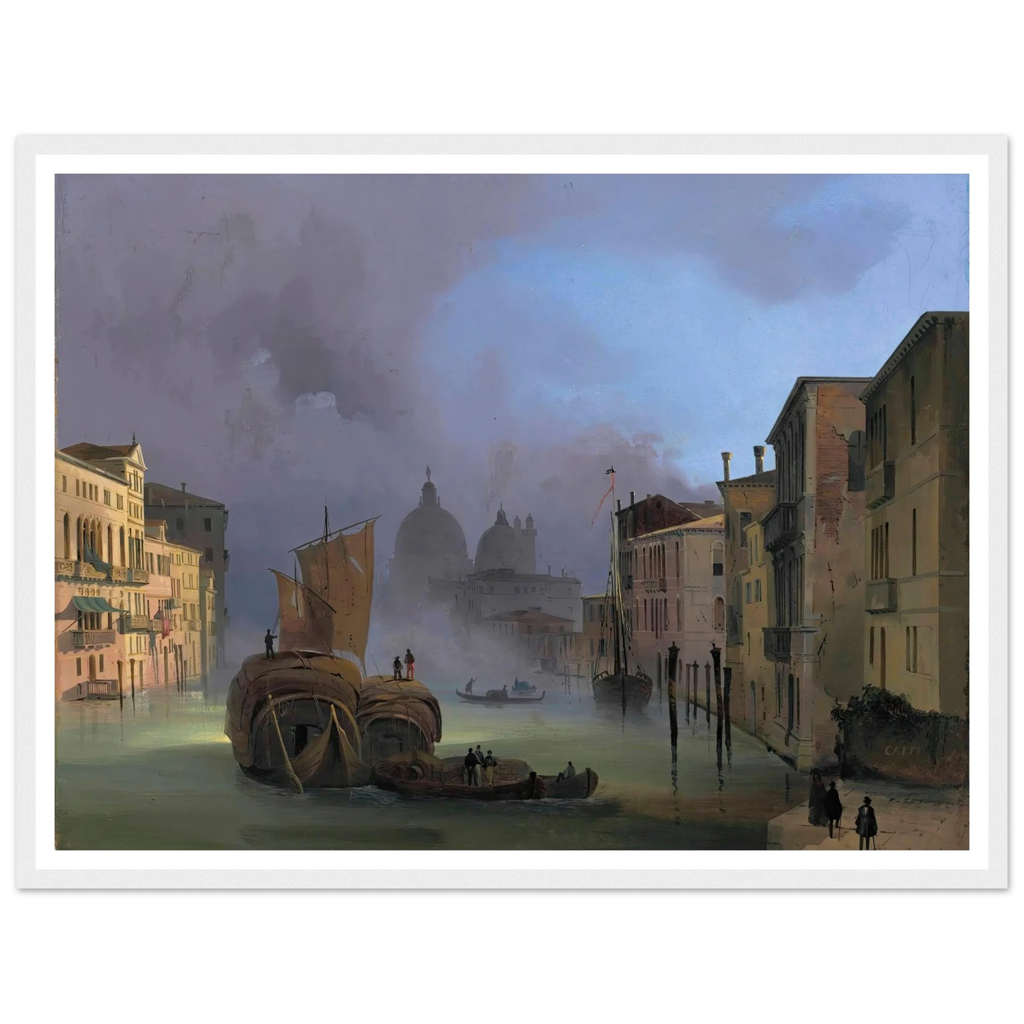 The Grand Canal, Venice, From The Ponte Dell’accademia, With Santa Maria Della Salute Art Print | Ippolito Caffi - Framed Poster - 30x40 cm / 12x16″ - Black frame