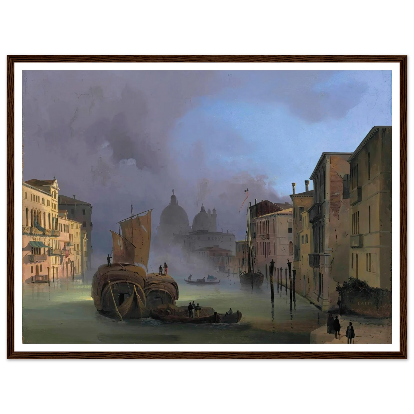 The Grand Canal, Venice, From The Ponte Dell’accademia, With Santa Maria Della Salute Art Print | Ippolito Caffi - Framed Poster - 30x40 cm / 12x16″ - Black frame