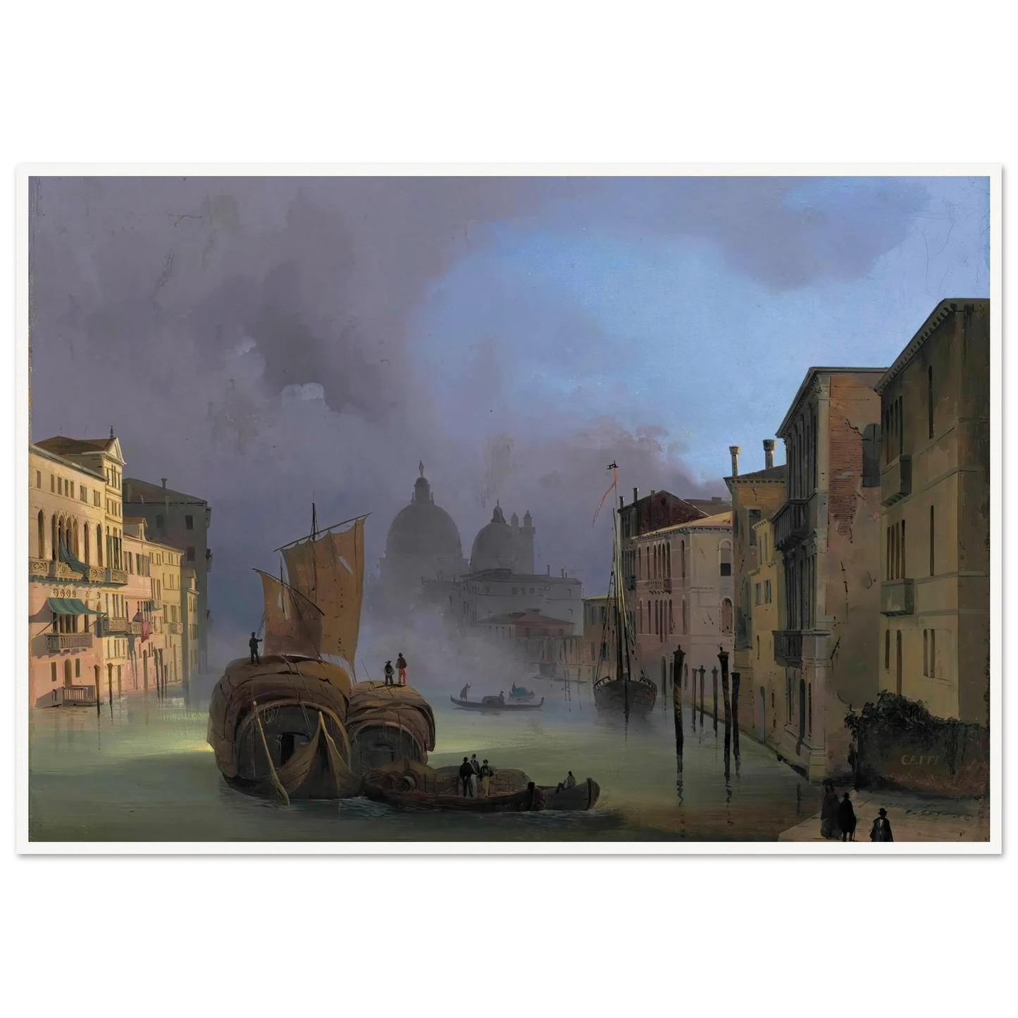 The Grand Canal, Venice, From The Ponte Dell’accademia, With Santa Maria Della Salute Art Print | Ippolito Caffi - Framed Poster - 30x40 cm / 12x16″ - Black frame
