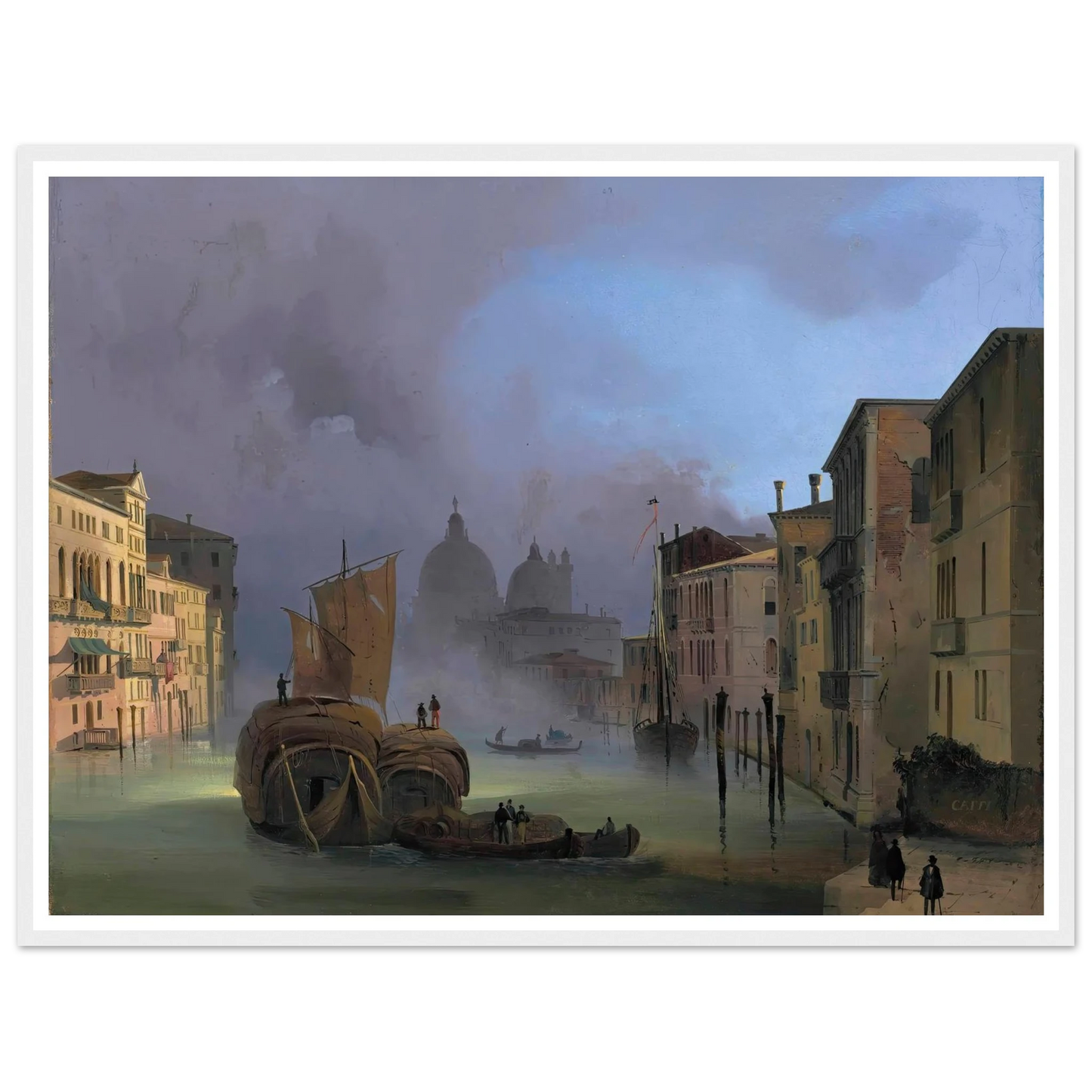 The Grand Canal, Venice, From The Ponte Dell’accademia, With Santa Maria Della Salute Art Print | Ippolito Caffi - Framed Poster - 30x40 cm / 12x16″ - Black frame