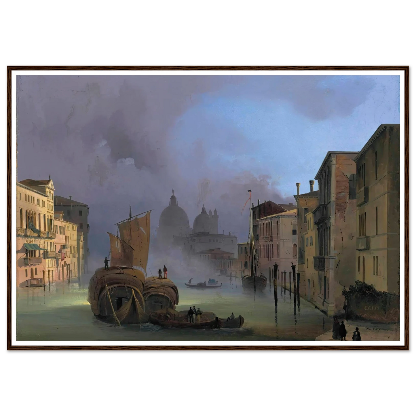 The Grand Canal, Venice, From The Ponte Dell’accademia, With Santa Maria Della Salute Art Print | Ippolito Caffi - Framed Poster - 30x40 cm / 12x16″ - Black frame