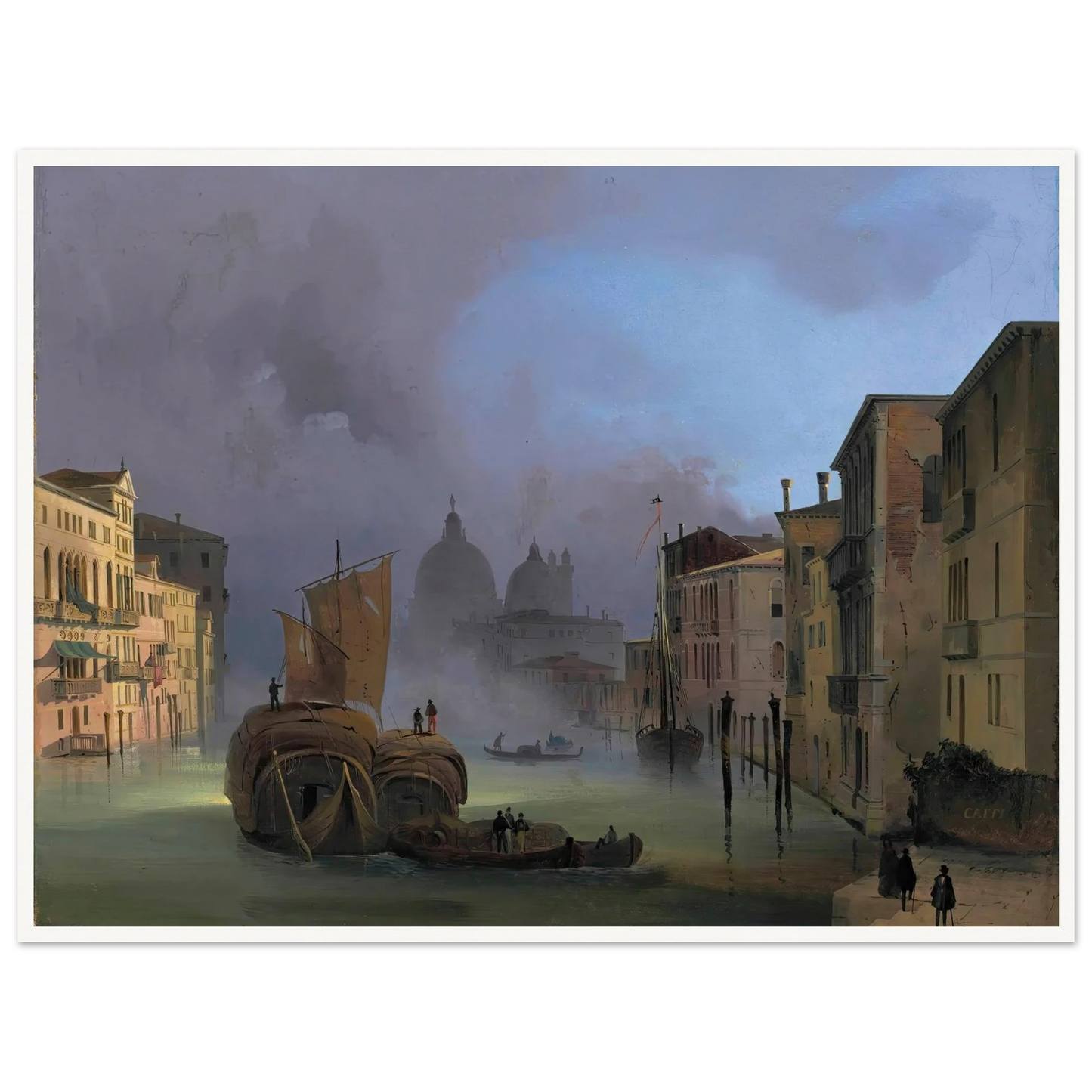 The Grand Canal, Venice, From The Ponte Dell’accademia, With Santa Maria Della Salute Art Print | Ippolito Caffi - Framed Poster - 30x40 cm / 12x16″ - Black frame