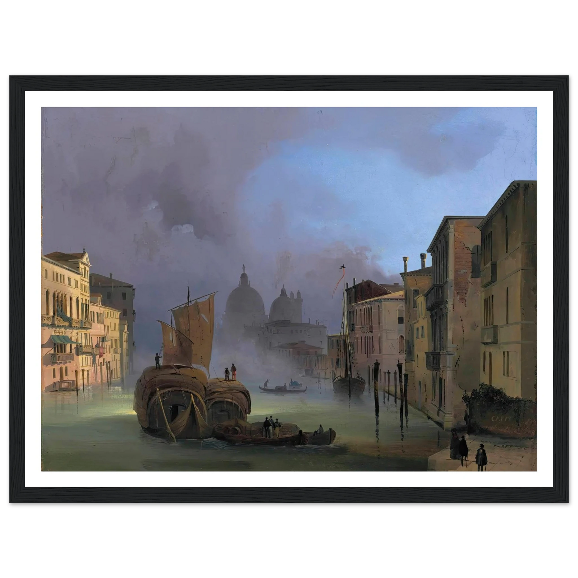 The Grand Canal, Venice, From The Ponte Dell’accademia, With Santa Maria Della Salute Art Print | Ippolito Caffi - Framed Poster - 30x40 cm / 12x16″ - Black frame