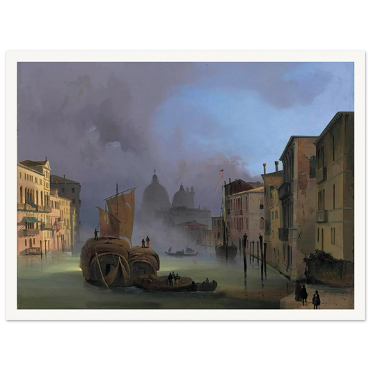 The Grand Canal, Venice, From The Ponte Dell’accademia, With Santa Maria Della Salute Art Print | Ippolito Caffi - Framed Poster - 30x40 cm / 12x16″ - Black frame