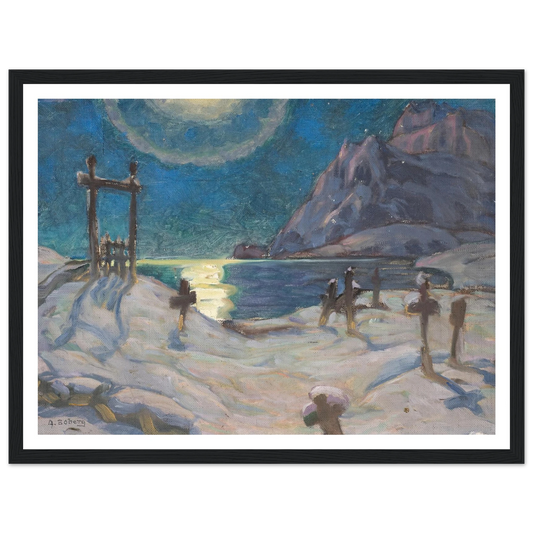 The Graveyard in the Mountains. Study from Lofoten (1920) Art Print | Anna Boberg - Framed Poster - 30x40 cm / 12x16″ - Black frame