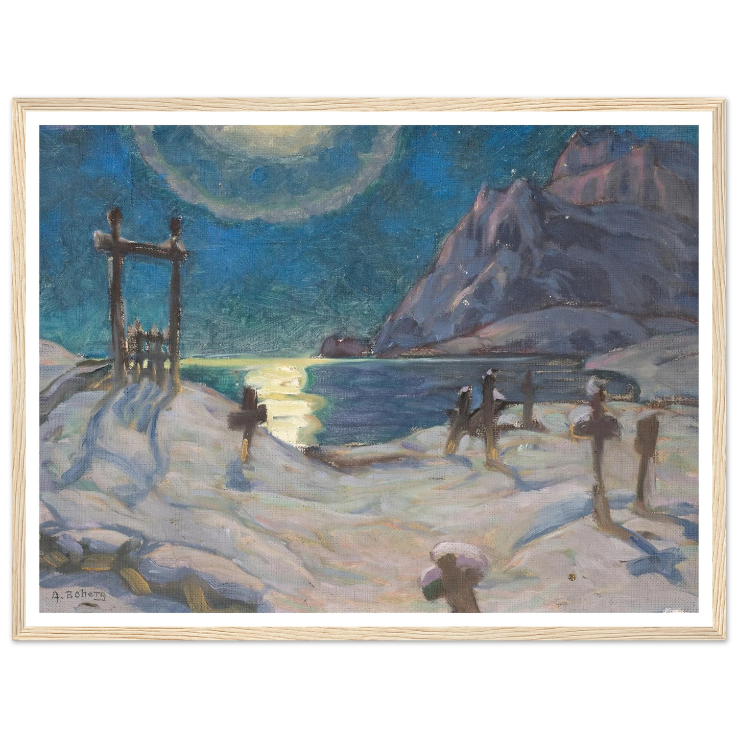 The Graveyard in the Mountains. Study from Lofoten (1920) Art Print | Anna Boberg - Framed Poster - 30x40 cm / 12x16″ - Black frame