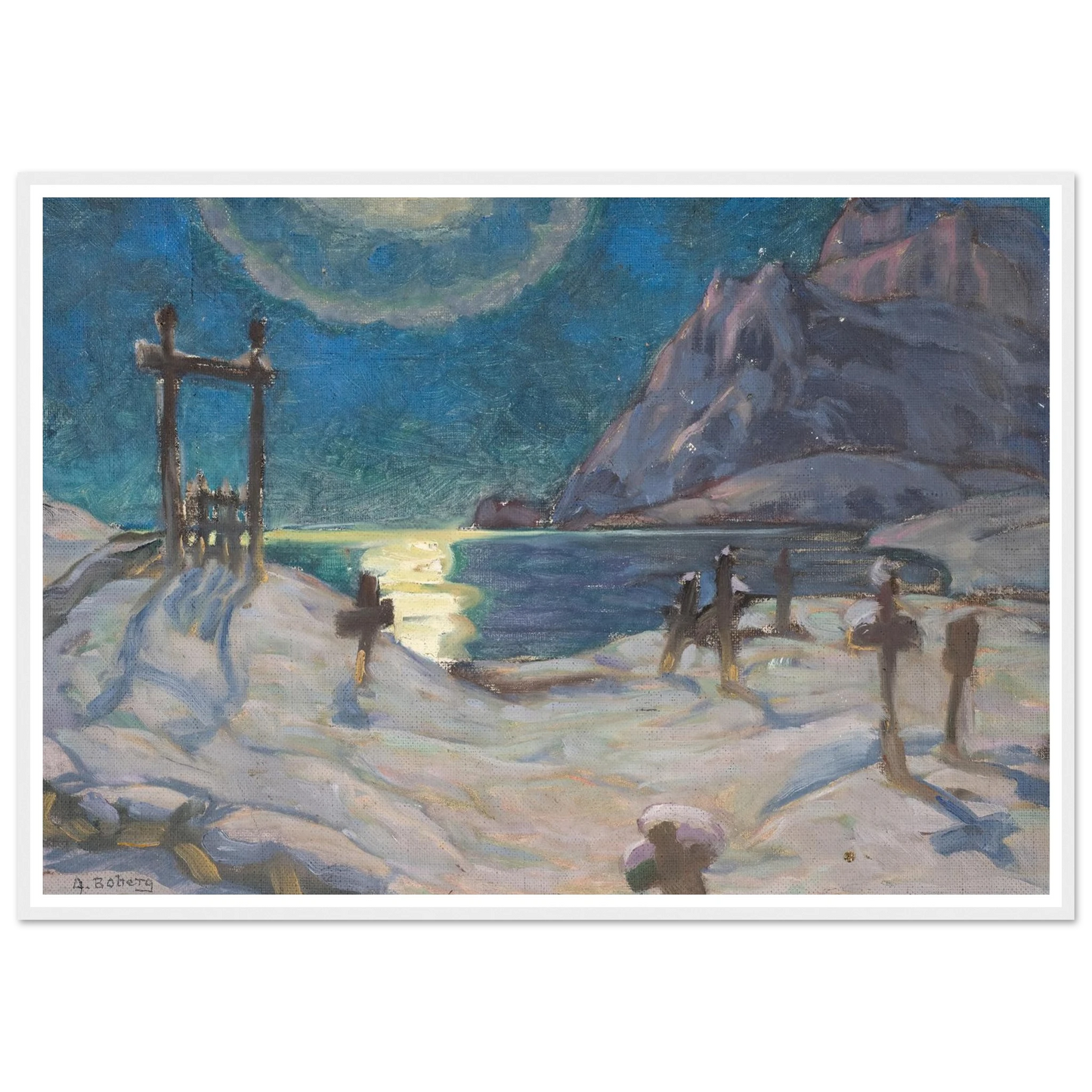 The Graveyard in the Mountains. Study from Lofoten (1920) Art Print | Anna Boberg - Framed Poster - 30x40 cm / 12x16″ - Black frame