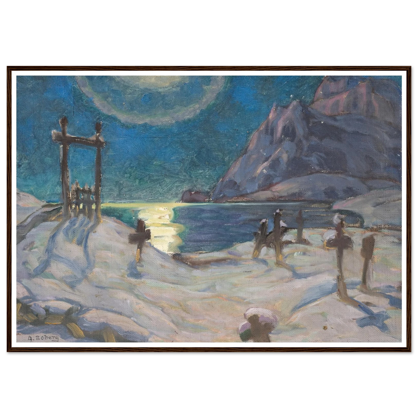 The Graveyard in the Mountains. Study from Lofoten (1920) Art Print | Anna Boberg - Framed Poster - 30x40 cm / 12x16″ - Black frame
