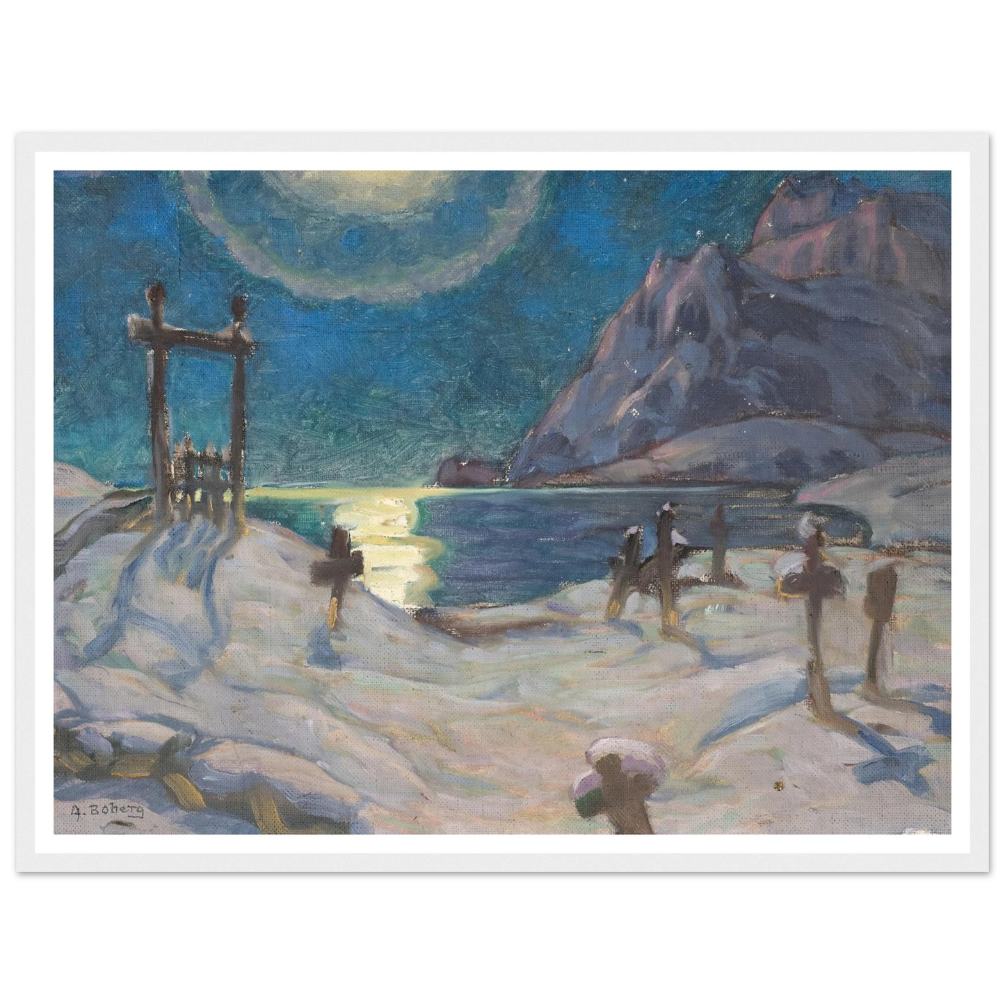 The Graveyard in the Mountains. Study from Lofoten (1920) Art Print | Anna Boberg - Framed Poster - 30x40 cm / 12x16″ - Black frame