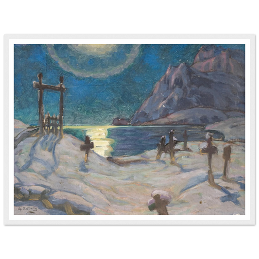 The Graveyard in the Mountains. Study from Lofoten (1920) Art Print | Anna Boberg - Framed Poster - 30x40 cm / 12x16″ - Black frame
