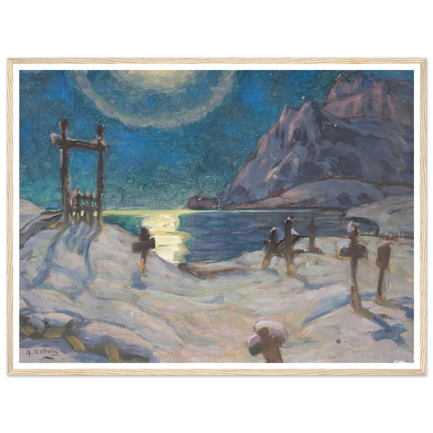 The Graveyard in the Mountains. Study from Lofoten (1920) Art Print | Anna Boberg - Framed Poster - 30x40 cm / 12x16″ - Black frame