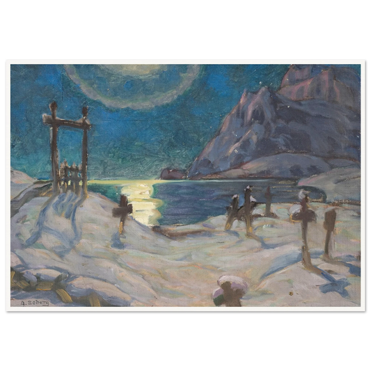 The Graveyard in the Mountains. Study from Lofoten (1920) Art Print | Anna Boberg - Framed Poster - 30x40 cm / 12x16″ - Black frame