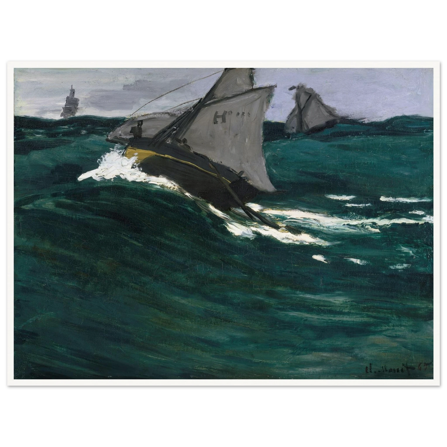 The Green Wave (circa 1866–1867) Art Print | Claude Monet - Framed Poster - 30x40 cm / 12x16″ - Black frame