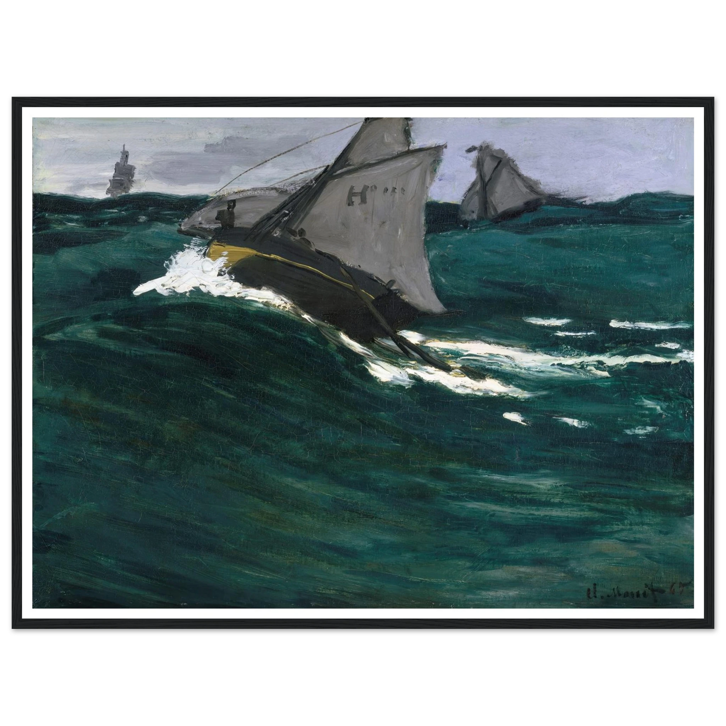 The Green Wave (circa 1866–1867) Art Print | Claude Monet - Framed Poster - 30x40 cm / 12x16″ - Black frame