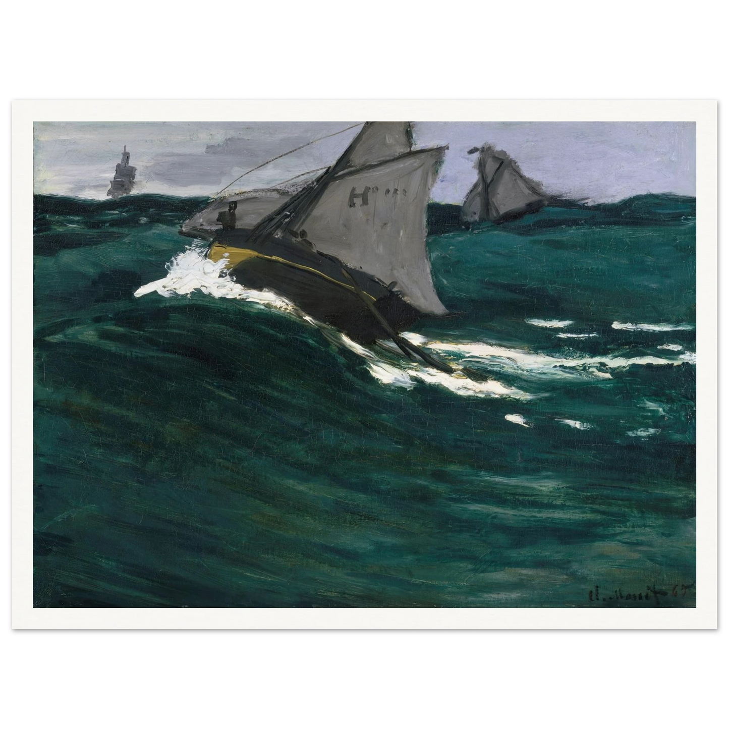 The Green Wave (circa 1866–1867) Art Print | Claude Monet - Framed Poster - 30x40 cm / 12x16″ - Black frame