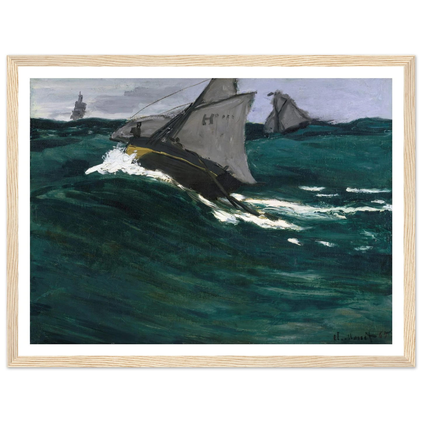 The Green Wave (circa 1866–1867) Art Print | Claude Monet - Framed Poster - 30x40 cm / 12x16″ - Black frame