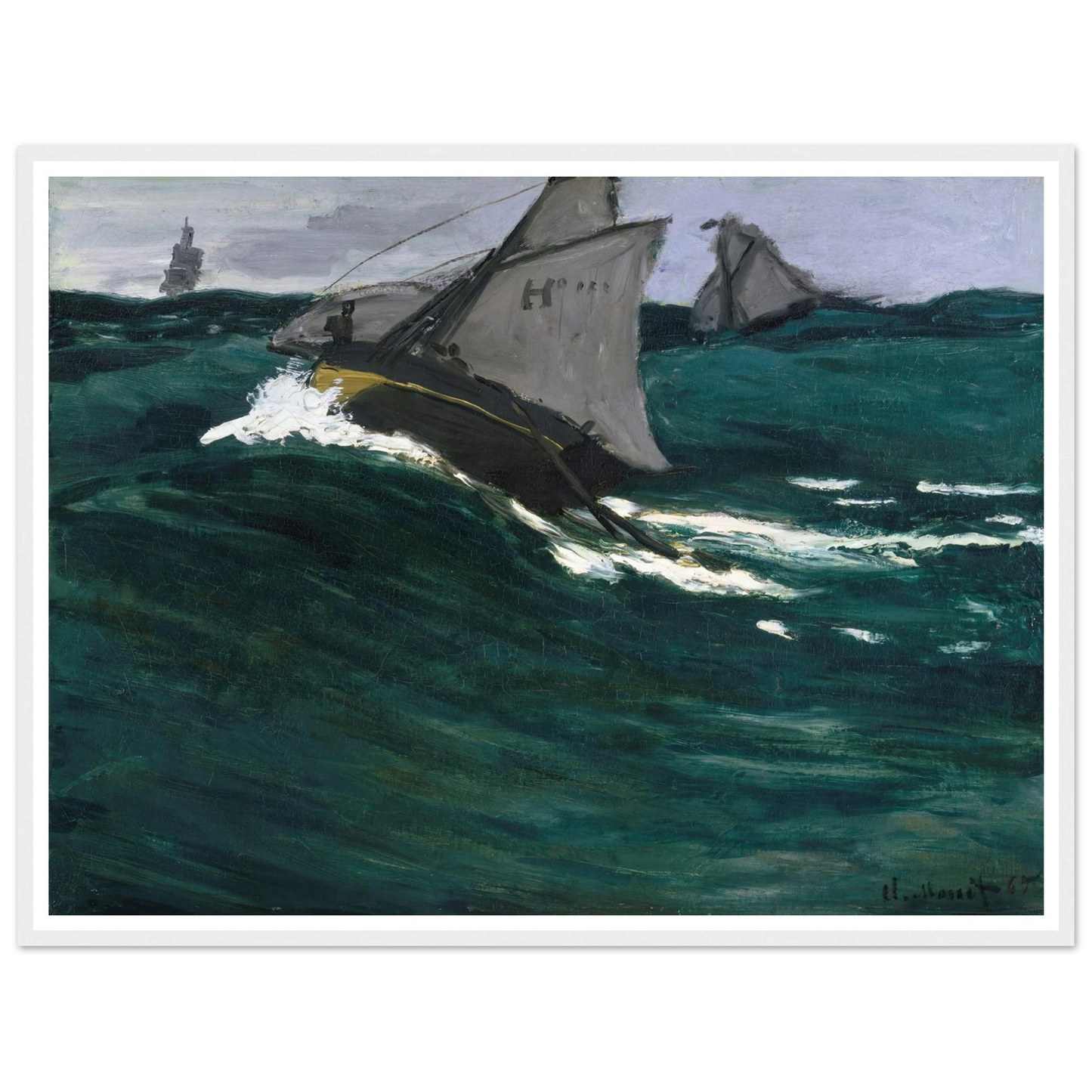 The Green Wave (circa 1866–1867) Art Print | Claude Monet - Framed Poster - 30x40 cm / 12x16″ - Black frame