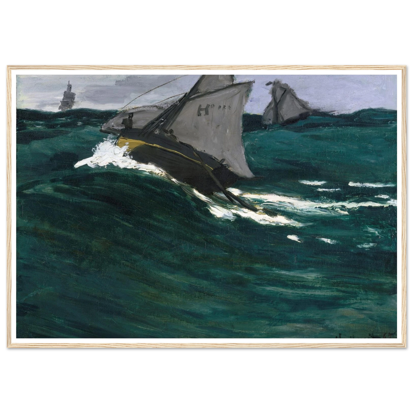 The Green Wave (circa 1866–1867) Art Print | Claude Monet - Framed Poster - 30x40 cm / 12x16″ - Black frame