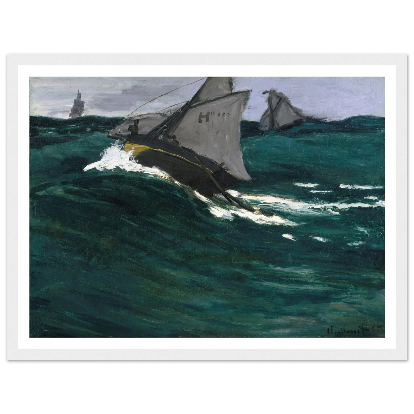 The Green Wave (circa 1866–1867) Art Print | Claude Monet - Framed Poster - 30x40 cm / 12x16″ - Black frame
