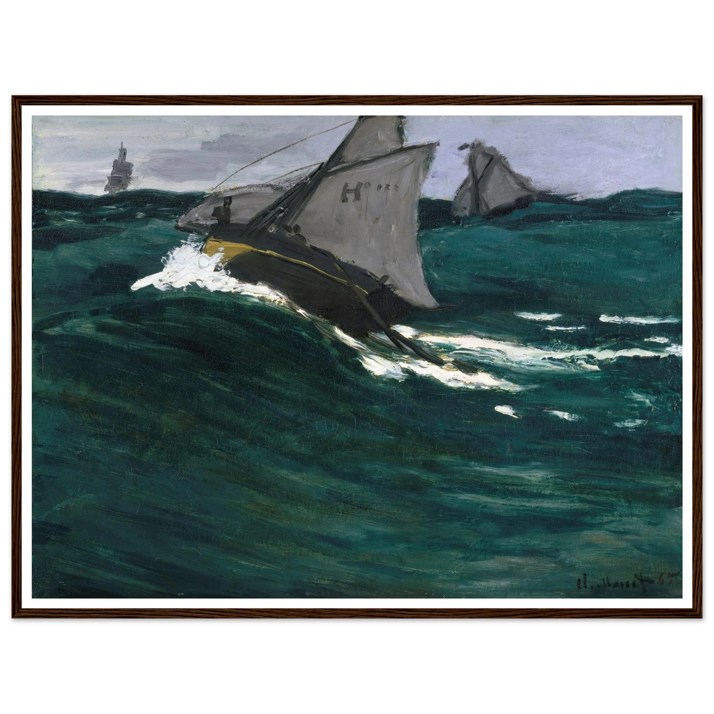 The Green Wave (circa 1866–1867) Art Print | Claude Monet - Framed Poster - 30x40 cm / 12x16″ - Black frame